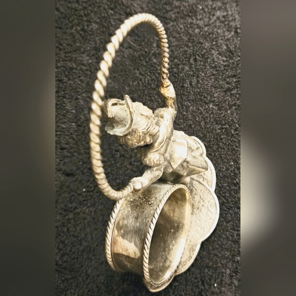 Vintage Victorian Fugural Antique Silver Napkin Ring Cowboy Girl Jumping Rope - Picture 3 of 6